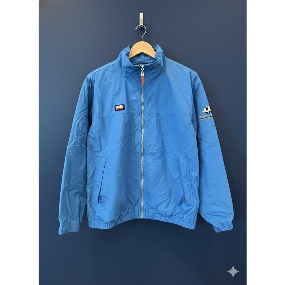 SLAM Vintage International Tennis Blue Full Zip Pockets Men Coat Jacket Medium M